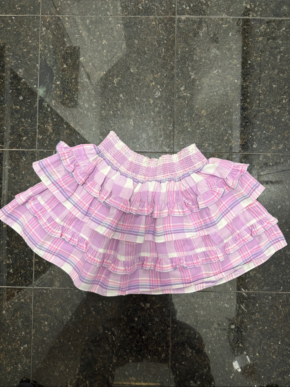 Love Shack Fancy Girls Plaid Ruffle Skirt